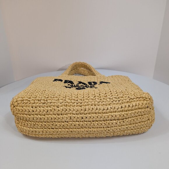 Prada Natural/Beige Small Woven Raffia Tote - Picture 5 of 13